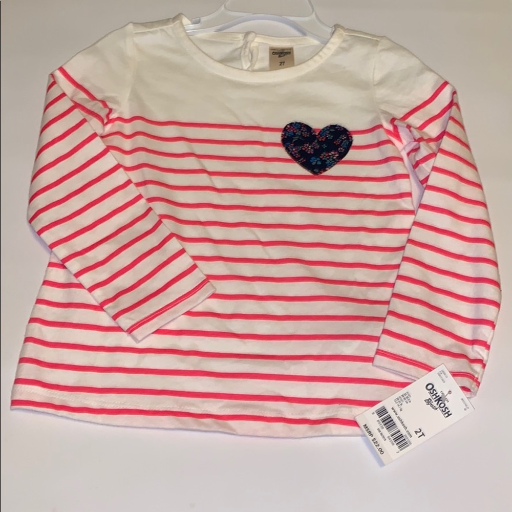 Girls 2T pink and white striped shirt